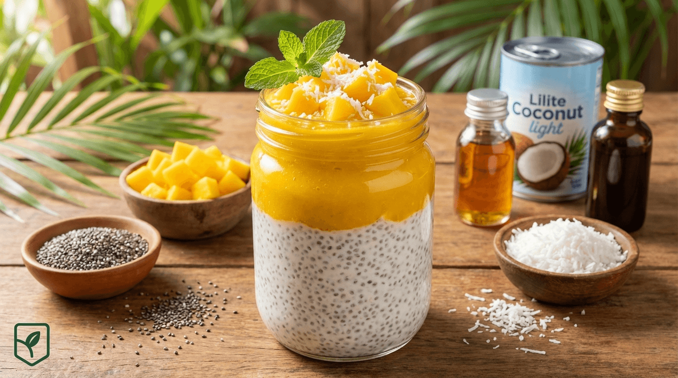 Pudim de Chia com Manga e Coco