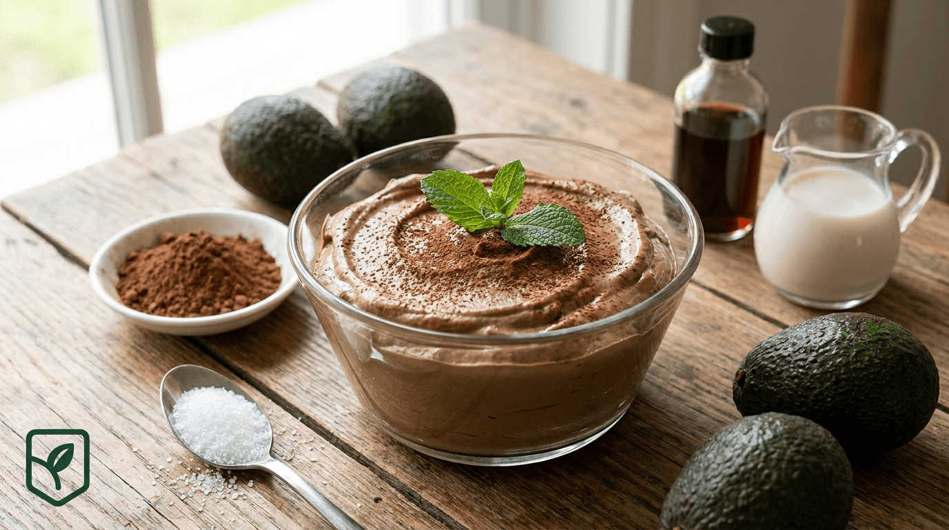 Mousse Cremosa de Abacate e Cacau com Hortelã