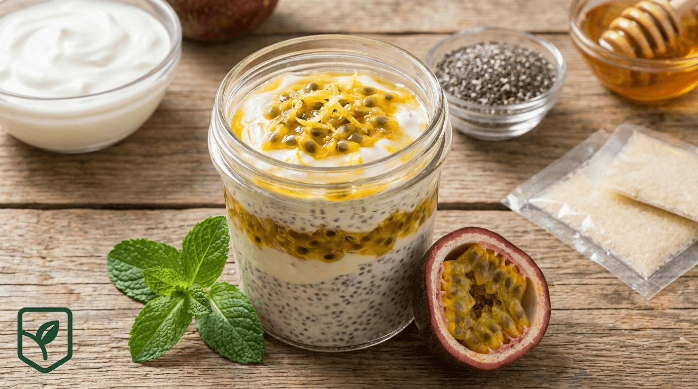 Mousse Fit de Maracujá com Iogurte e Chia