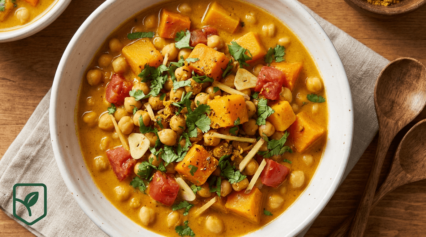 Curry de Grão-de-Bico e Abóbora