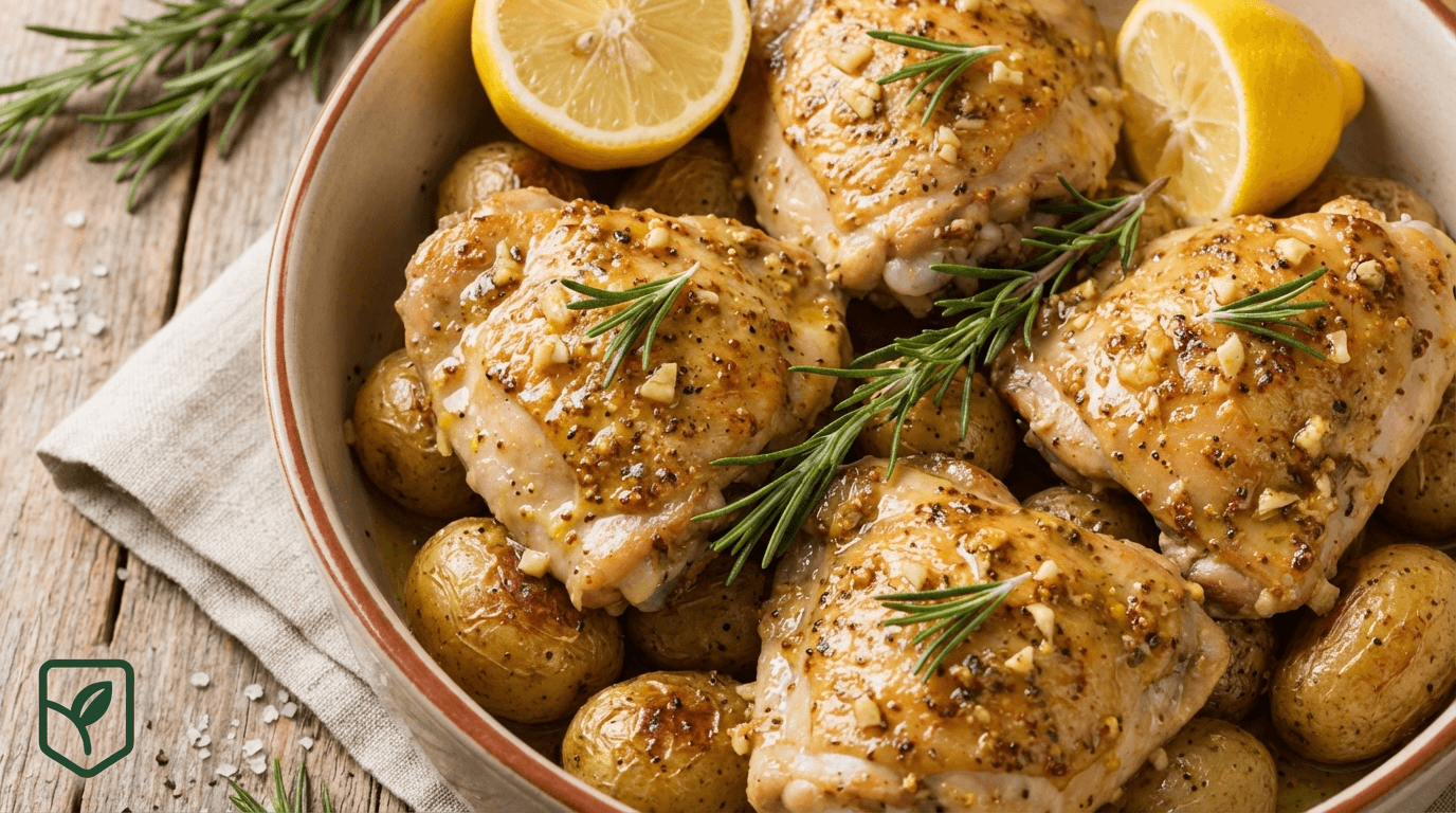 Coxas de Frango Assadas com Alecrim e Mostarda Dijon