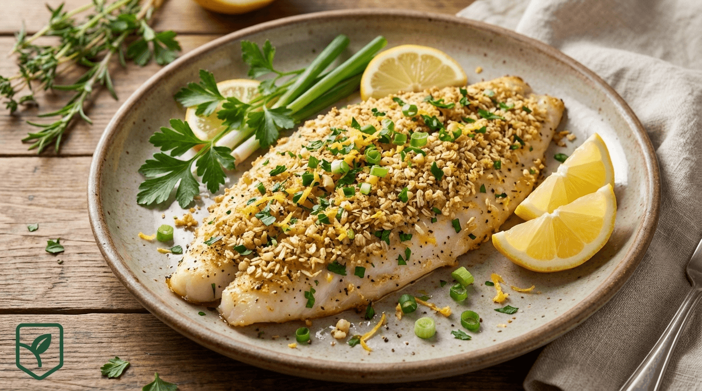 Tilápia ao Forno com Crosta de Aveia e Ervas
