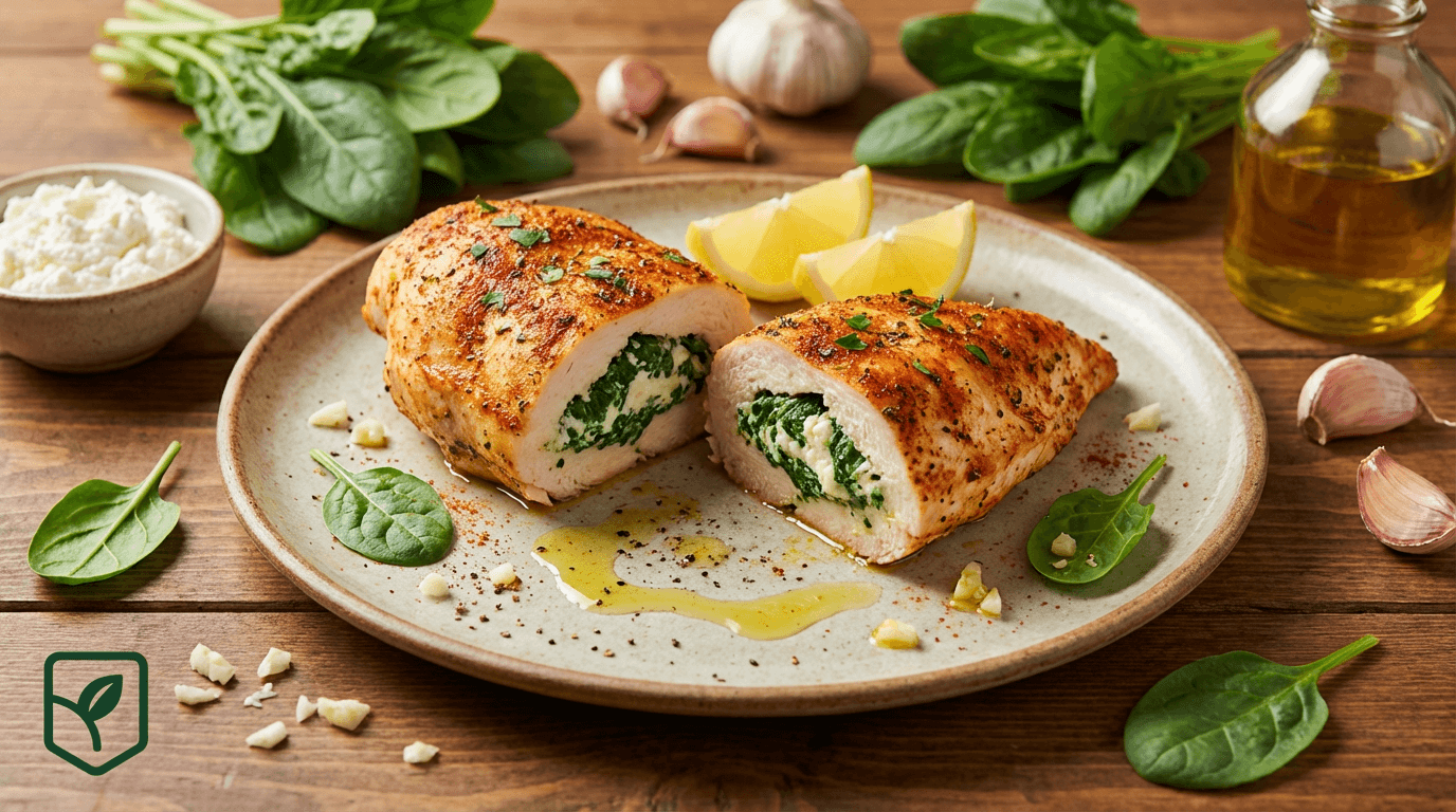 Peito de Frango Recheado com Espinafre e Ricota