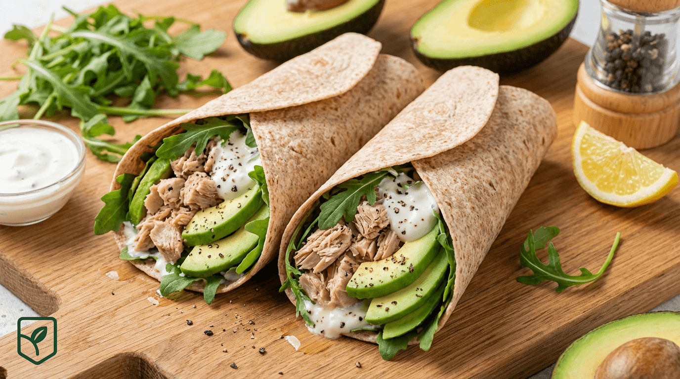 Wrap Integral de Atum com Abacate e Rúcula